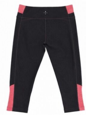 Athleta Capri Black & Coral Leggings ~ Sz L #44
